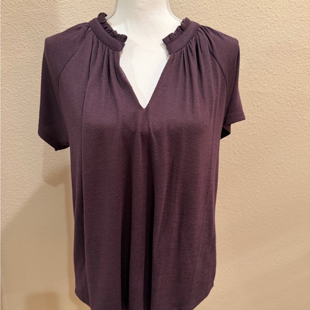 Bobeau Plum Short Sleeve Top Size L